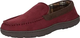 Hanes Men's Moccasin Slipper House Shoe With Indoor Outdoor Memory Foam Sole Fresh Iq Odor Protection