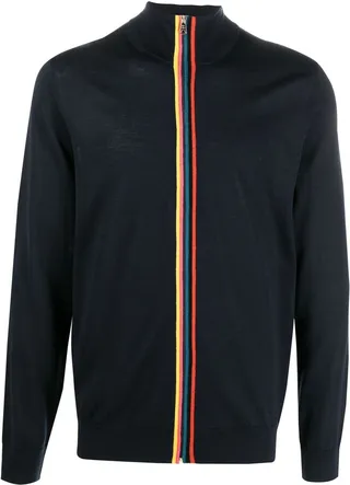 Striped Merino-Wool Zipper