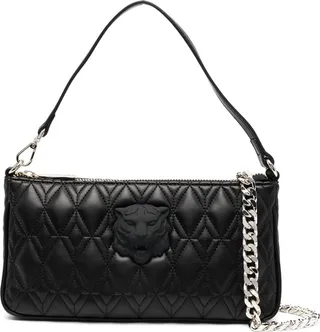 Tiger head-motif quilted shoulder bag