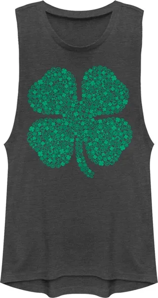 Junior's Marvel St. Patrick's Day Hero Icon Clover Festival Muscle Tee - Charcoal - Small