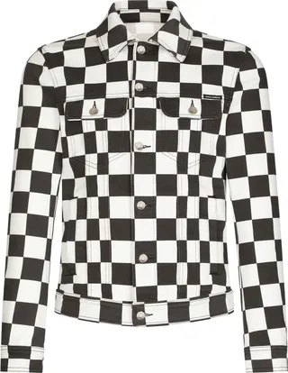 Damier-print denim jacket