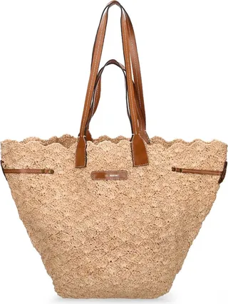 Coiba raffia & leather shoulder bag