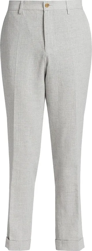 Slim-Fit Cropped Herringbone Pants