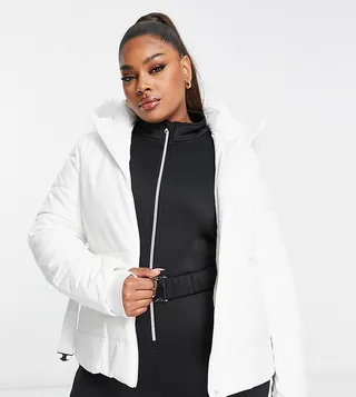 ASOS 4505 Curve ski belted jacket with faux fur hood
