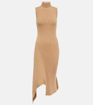 Ribbed-knit midi dress