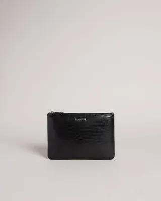 Lizard Detail Small Pouch in Black