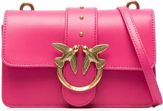 'mini Love Bag Icon' Fuchsia Shoulder Bag With Logo Patch In Smooth Leather Woman Pinko