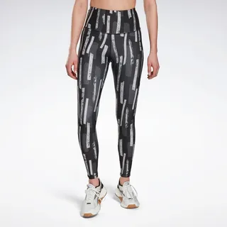 Reebok MYT Allover Print Tights Womens Athletic Leggings X Small Night Black