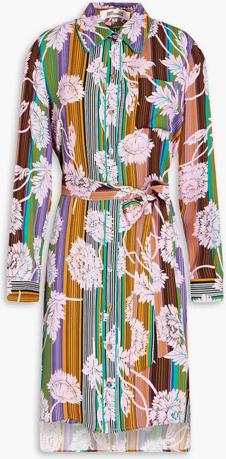 Prita printed crepe de chine mini shirt dress