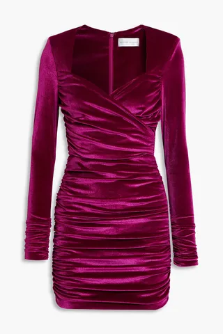 Aubrey ruched velvet mini dress