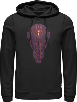 Men's Marvel Eternals Kro Stained Glass Pull Over Hoodie - Black - 2X Large