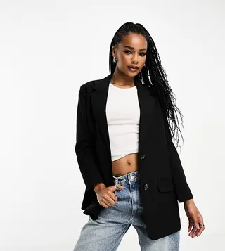 ASOS DESIGN Petite Mix & Match slim boy suit blazer in black