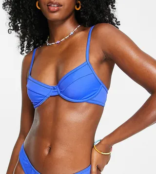 COLLUSION underwire bikini top in blue - MBLUE