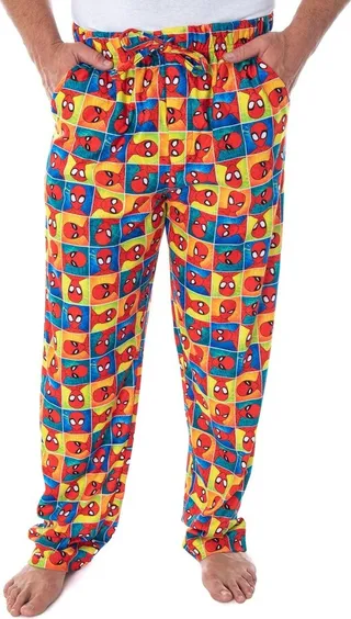 Marvel Men's Spiderman Portrait Grid Print Sleep Lounge Pajama Pants (SM) Multicoloured