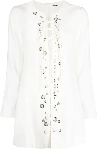 Eyelet-Detail Lace-Up Tunic