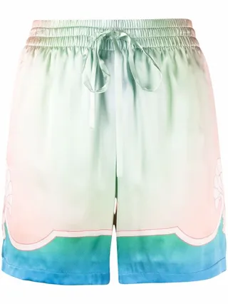 Tie-Dye Drawstring Silk Shorts
