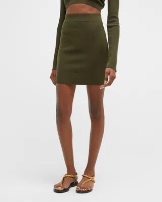 Fine Cashmere-Silk Rib Mini Skirt