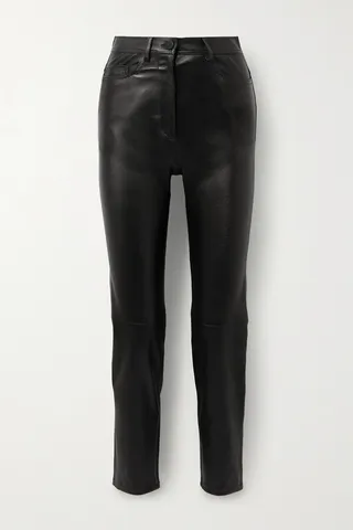 Joseph - Teddy Leather Slim-leg Pants - Black