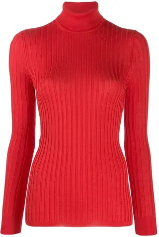 Fine silk turtleneck knitted top