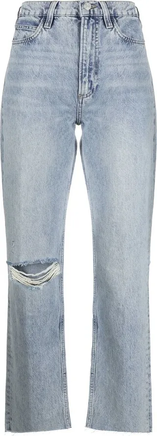 Le High distressed straight-leg jeans