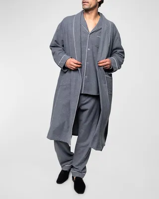 Men's Piped Flannel Robe