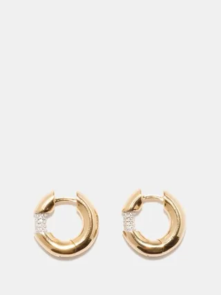 Mini Crystal & 14kt Gold-vermeil Hoop Earrings