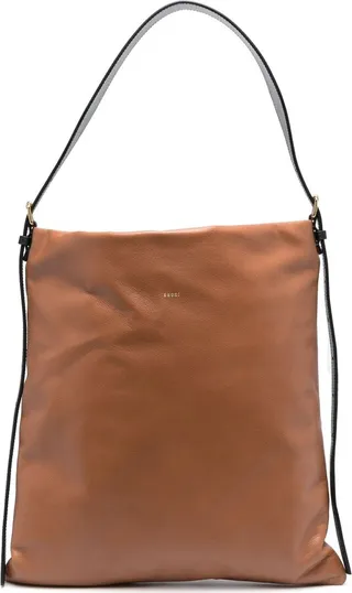 Logo-Lettering Leather Shoulder Bag