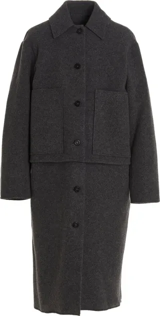 'off Shoulder Washed Wool + Inner Coat