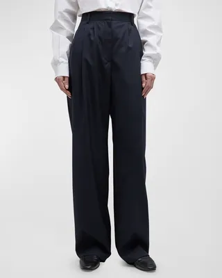 Bufus Pleated Wide-Leg Trouser Pants