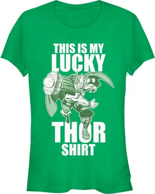 Junior's Marvel St. Patrick's Thor This Is My Lucky T-Shirt - Kelly Green - Medium