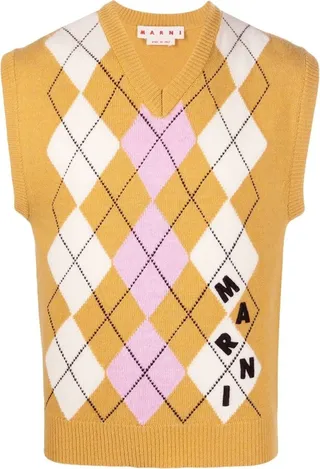Argyle Check Knitted Vest