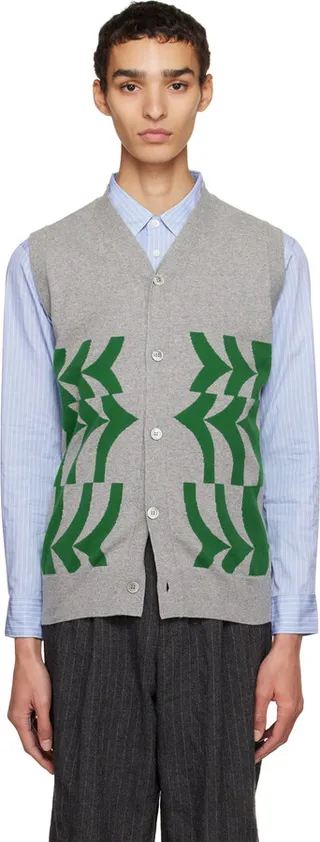 Comme des Garçons Homme Deux Gray Intarsia Sweater Vest
