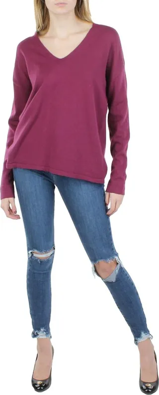 Womens Cashmere Blend V-Neck Pullover Sweater