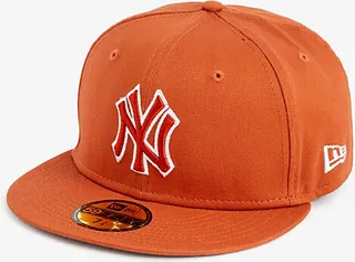 New Era Mens Orange 59FIFTY New York Yankees Embroidered Cotton-twill Baseball cap