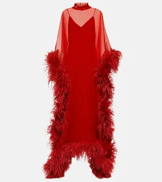 Casta Diva Spirito feather-trimmed gown