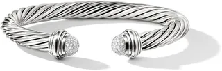 sterling silver Cable diamond cuff