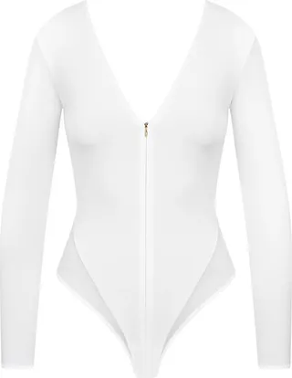 MAISON CLOSE - Thong Body With Zip - White - Pure Tentation