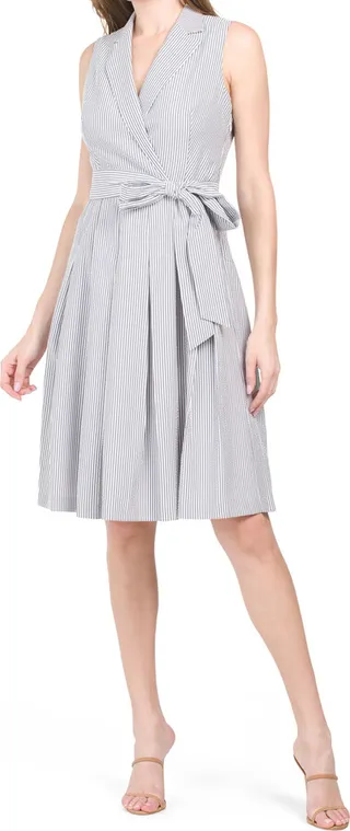 Notch Collar Wrap Front Mini Dress