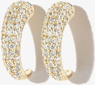 14K Yellow Gold Thorn Diamond Hoop Earrings