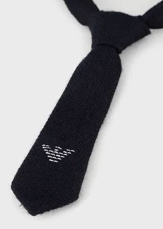 Tied wool tie with topstitched eagle