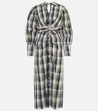 Copelyn plaid cotton-blend shirt dress