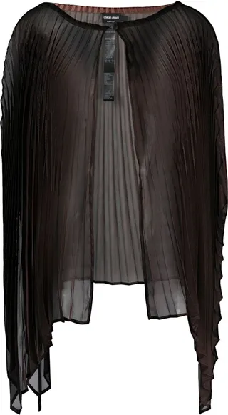 Fully-Pleated Metallic Tulle Cape