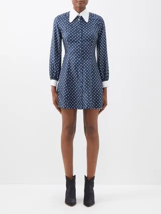 Polka-dot Silk-twill Mini Dress