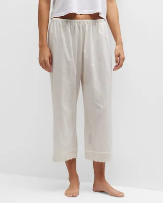 The Eyelet Cropped Straight-Leg Cotton Pants