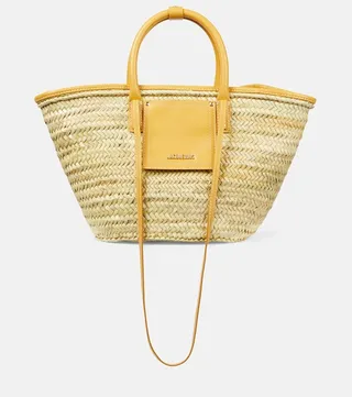 Le Panier leather-trimmed woven tote