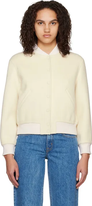 Theory Off-White Varsity Bomber Jacket