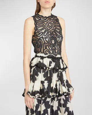 Aya Sleeveless Silk Crochet Top