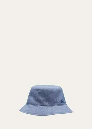 Men's Embroidered Chambray Bucket Hat