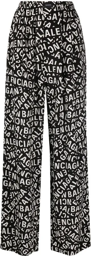 Logo-Print High-Waisted Trousers