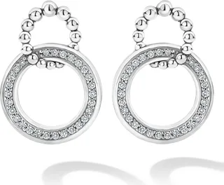 Enso Caviar Diamond Circle Drop Earrings